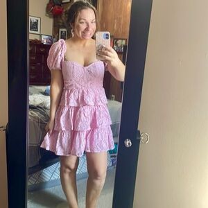 Buddy Love pink lace mini dress